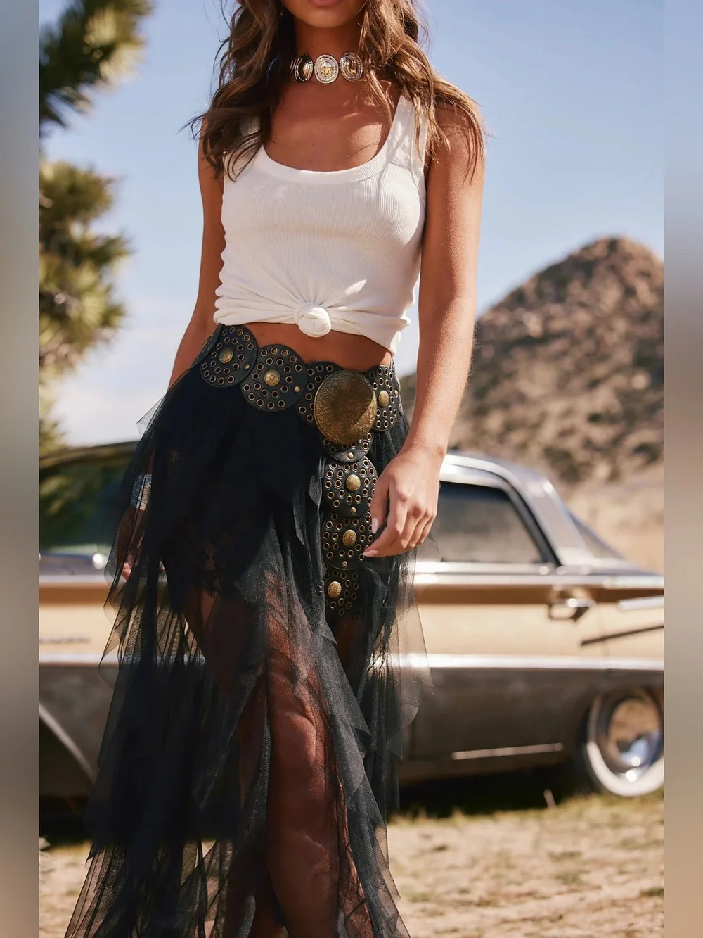 Rosalie Rock Black Tulle Maxi Skirt - Picture 7 of 9